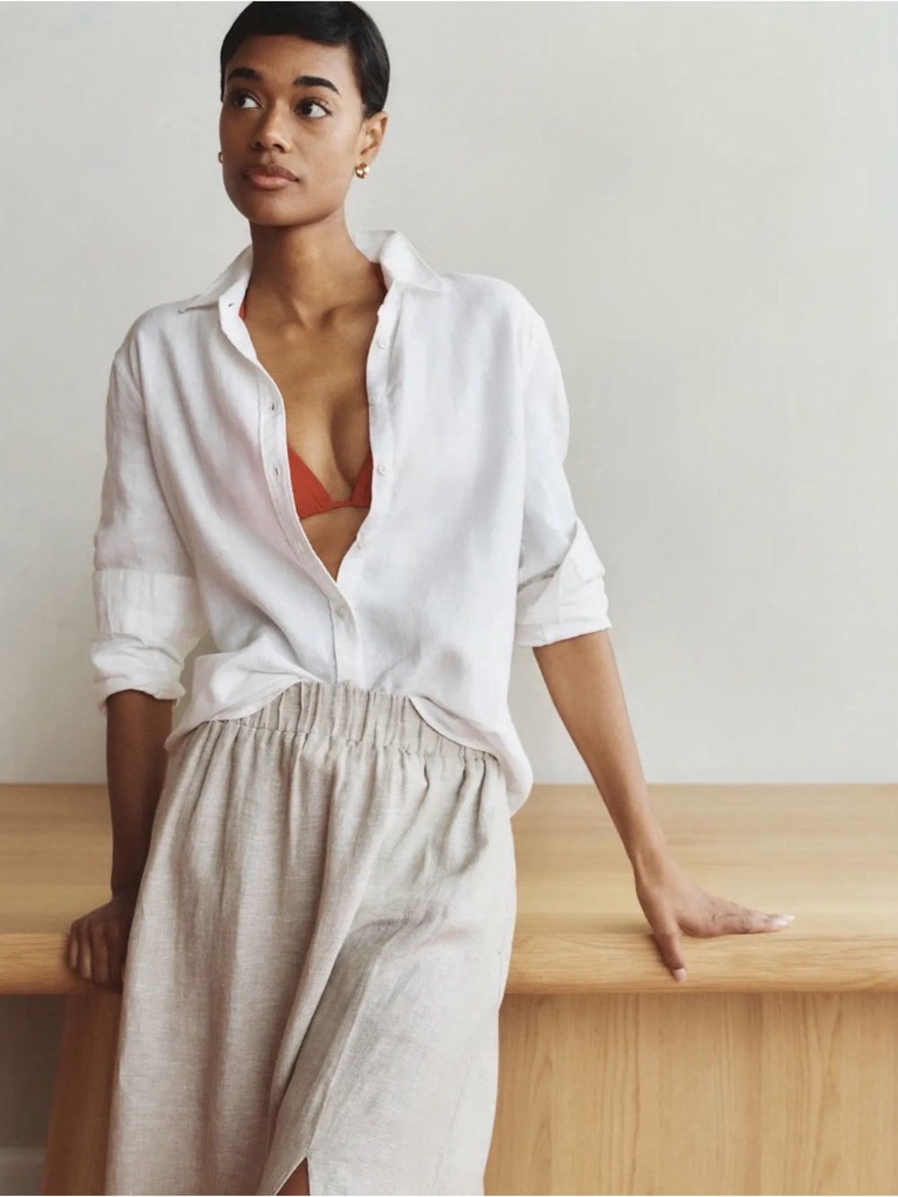 Quince White 100% Linen Button-Down Shirt NWT